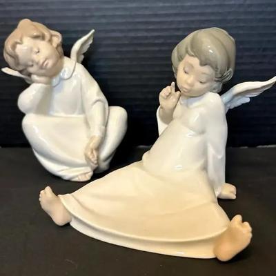 Lladró Glazed Angel Figurines #4961 and #4962