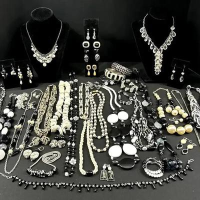 Black and White Jewelry Assortment, featuring Beaded, Statement & Coordinated Pieces
