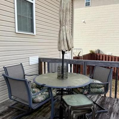 Outdoor Patio Table, Chairs & Umbrella Set