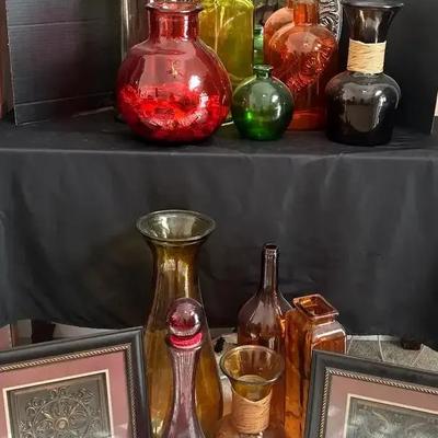 Colorful Art Glass Vases and Decorative Wall Art