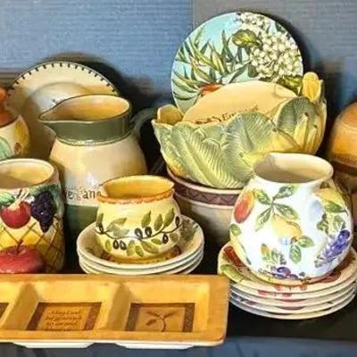 Decorative Ceramic Dishware with Fruit & Floral Motifs