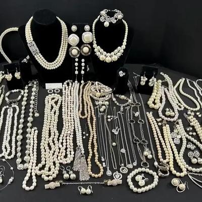 Pearl And Silvertone Jewelry