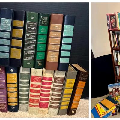 Wooden Folding Bookshelf with Books, Reader’s Digest Collection & Office Supplies