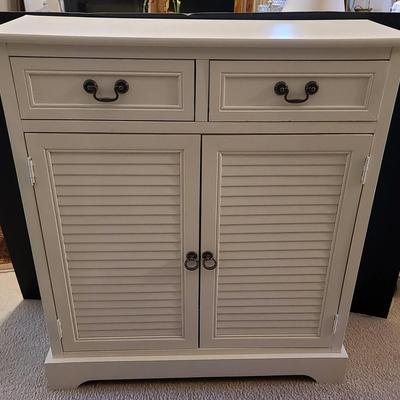 White Two-Door Cabinet with Drawers
