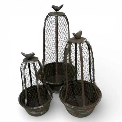 Set Of Three Outdoor Bird Decor Pieces 