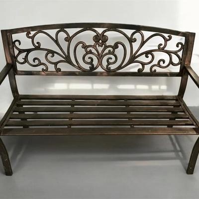 Outdoor Metal Brushed Bronze Bench 