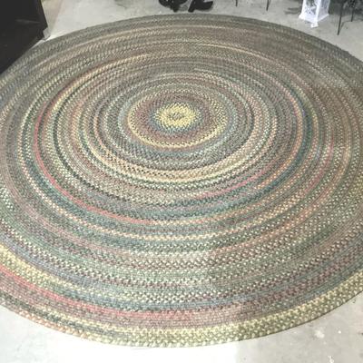 90” Round Multi-color Woven Braided Rug 