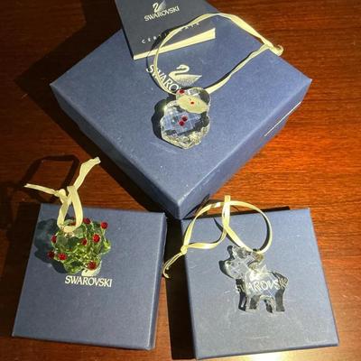 Swarovski Set Of Three Small Crystal Ornaments 