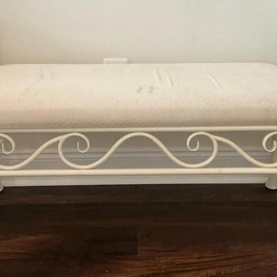 White Painted Metal Bench