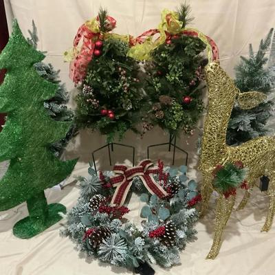 Indoor Outdoor Light Up Reindeer, And Potted Topiary’s 