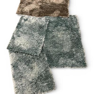 Soft Chenille Bath Mats In Blue And Grey