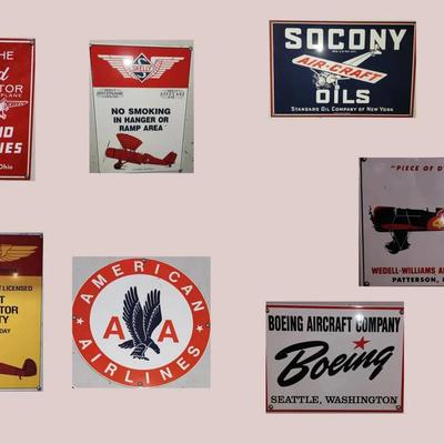 Vintage-Style Aviation & Automotive Metal Signs
