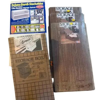 2-shelf Wood Storage & Cardboard Storage Boxes