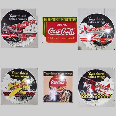 ​Vintage-Style Aviation Coca-Cola Metal Sign Collection