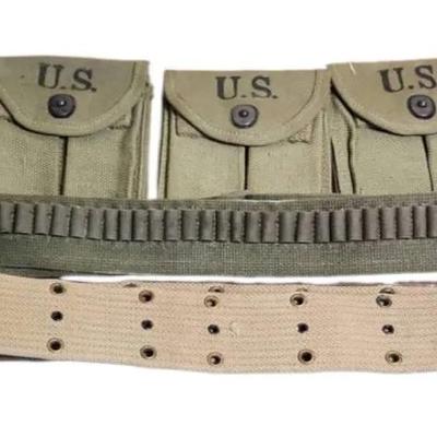 Vintage Military WWII Era Web Gear & Canvas Pouch Collection