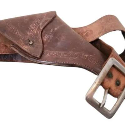 Vintage Brown Leather Belt & Holster 