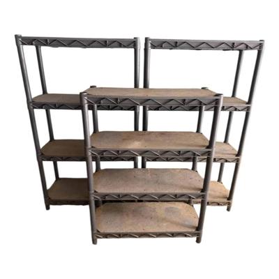 3 Grey PVC/Wood Storage Shelves 