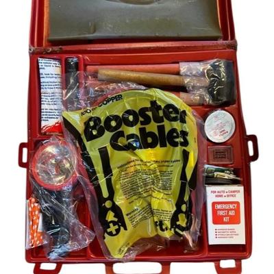 Two auto emergency kits, car duster, electric jack