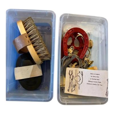 Horseshoes For Hanging Hats And Horse Brushes 