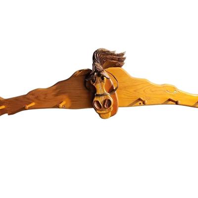 Whimsical Carved Wood "Horse Head" Wall Coat Rack