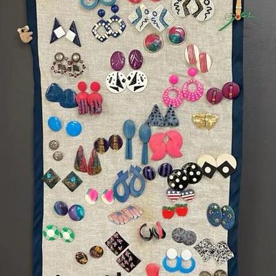 Large Assortment of Pierced Earrings on Hanger