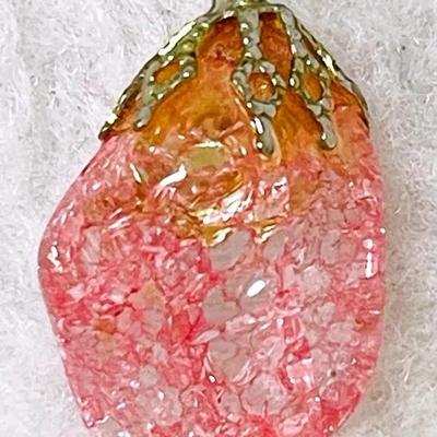 Pink Crackle Glass Pendant