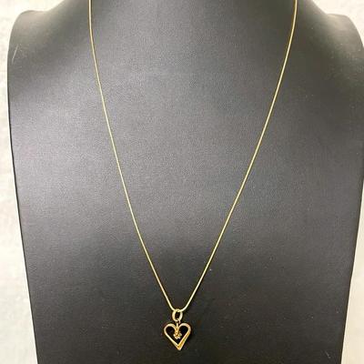 14K Gold Necklace with Heart Pendant