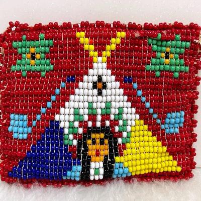 Native American Style Seed Bead Coin Pouch