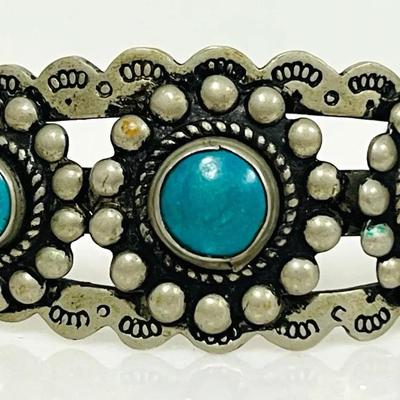 Southwest Three Stone Turquoise Story Cuff