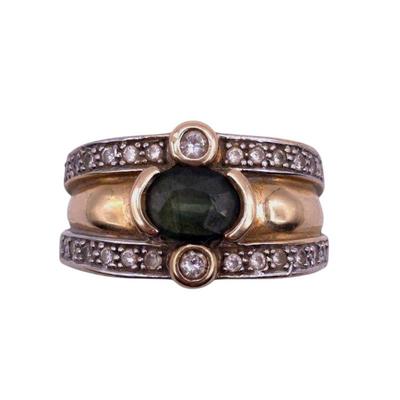 Green Gem Diamond Gold Ring