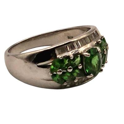 Tsavorite Garnet & Diamond Ring – Designer White Gold