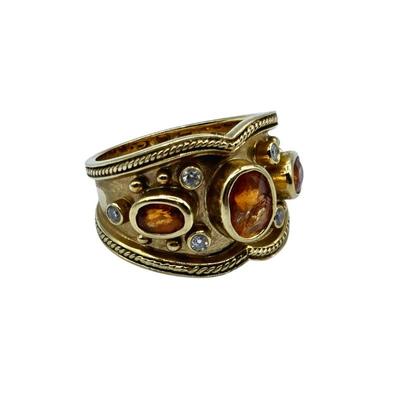 Spessartite Garnet Diamond Ring – 14K