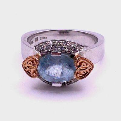 Pale Blue Gem Diamond Ring