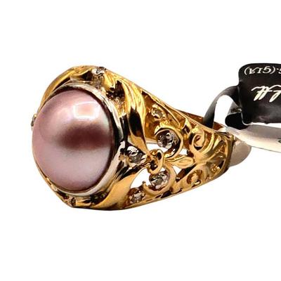 Gems en Vogue Mabe Pearl Gold Ring