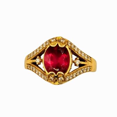 Pink Tourmaline Diamond Ring – 14K