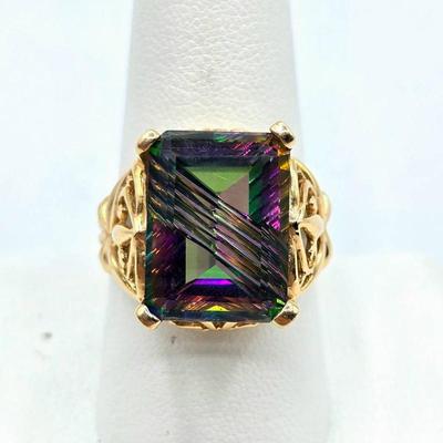 John C Rinker Mystic Topaz Gold Ring