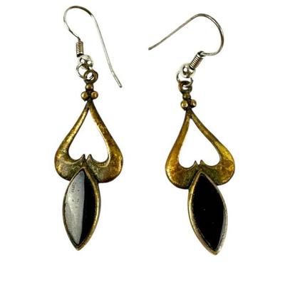 Black Onyx Cabochon Earrings