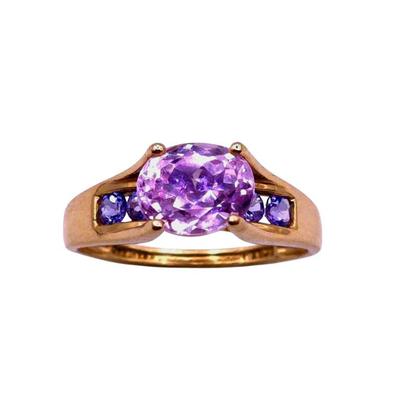 Kunzite Tanzanite Gold Ring