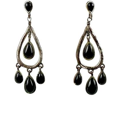 Silver Black Onyx Earrings
