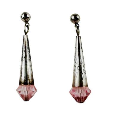 Pink Glass Vintage Earrings
