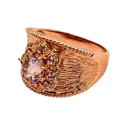 Pink Gemstone Ring – Rose Gold Tone