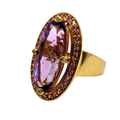 14K Amethyst & Diamond Ring – Estate Gold Jewelry
