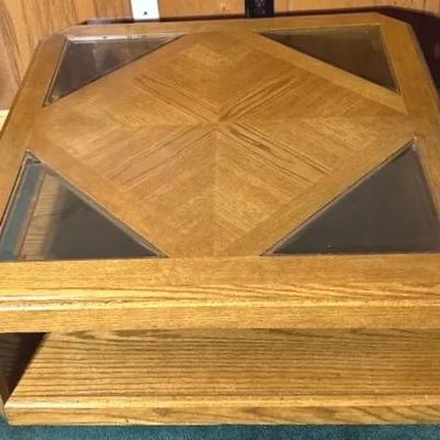 MCM Oak And Glass Coffee Table