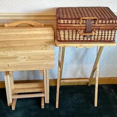Set Of TV Tables And Picnic Basket