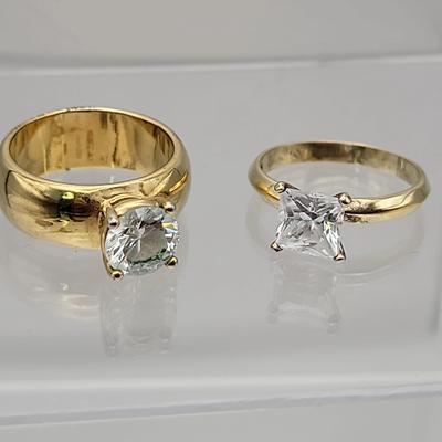 Vintage Gilt Sterling Rings With Cubic Zirconia