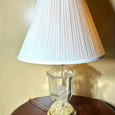 Vintage Frosted Glass And Brass Table Lamp #2