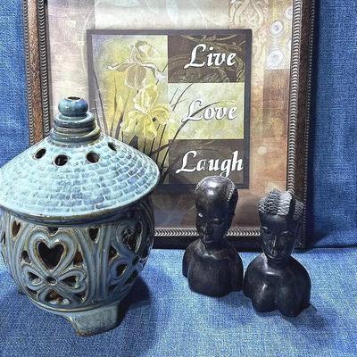 Vintage  Hand-carved African Ebony Wood Busts And More