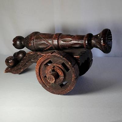 Vintage Primitive Hand Carved Wooden Pirate Cannon