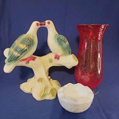 Vintage Love Birds And Glass