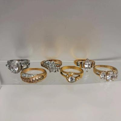 Assorted Sparkling Costume Rings Size 7.5 - 8